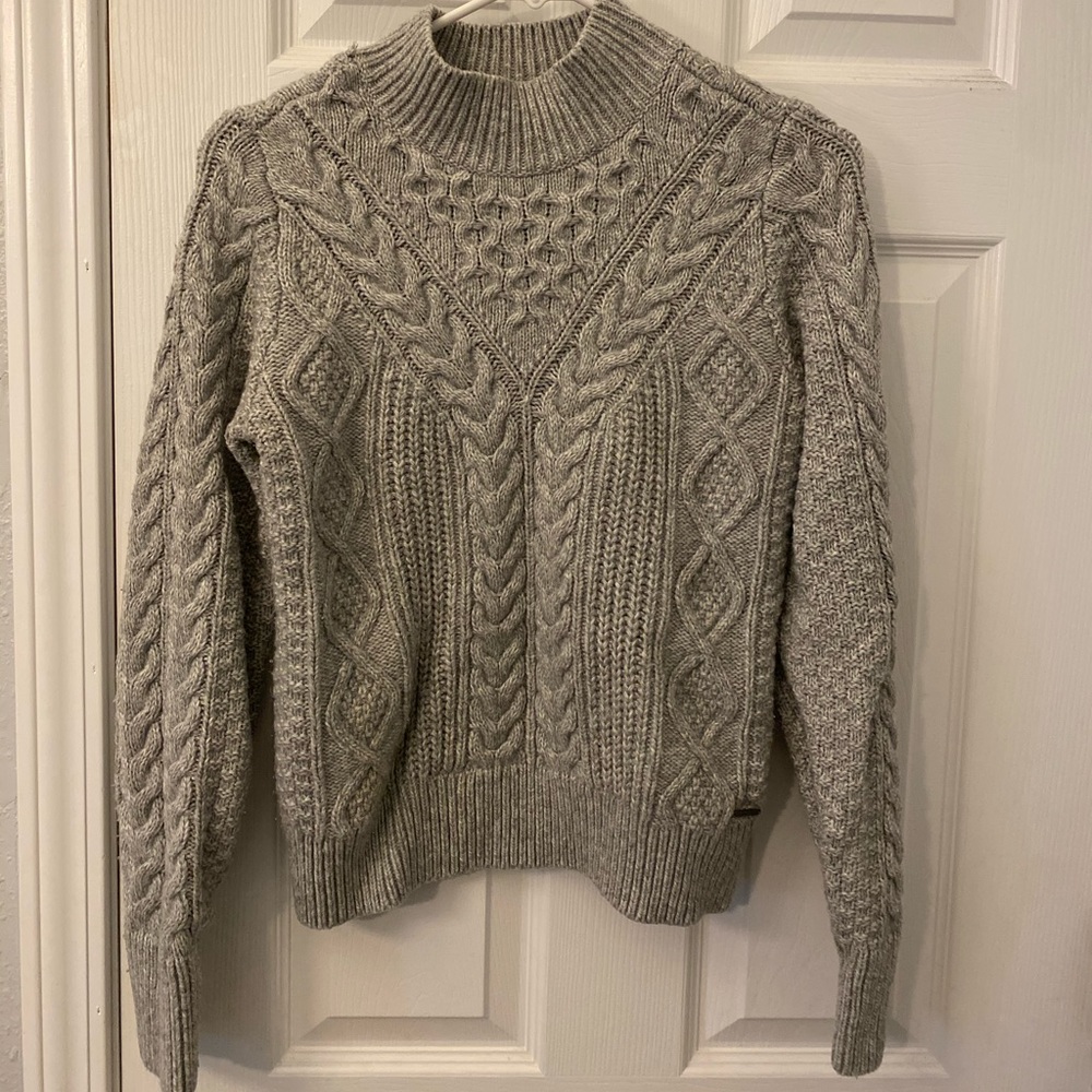A&F High neck gray crop sweater